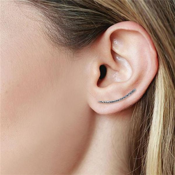 

925 silver clip earrings for women office fine jewelry simple design clip on pierced earring elegant bijoux femme, Golden;silver