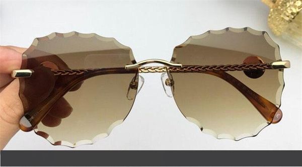 

2018 new fashion designer sunglasses 8126 irregular frameless crystal cutting lenses summer light-colored decorative eyewear for women, White;black