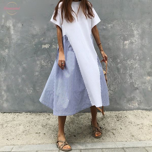 

womens dress women designer clothes 2019 women fashion casual dress koeran empire patchwork loose woman dresses fashion ladies vestidos, Black;gray