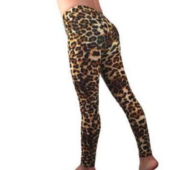 

womens leopard legging pants style skinny print slim body high waist elastic tight pants, Black;white