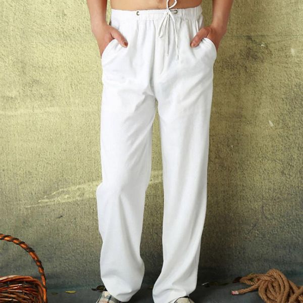 

men's casual pants loose harem pants beach hippy baggy trousers pocket drawstring solid color breathable summer clothes male, Black