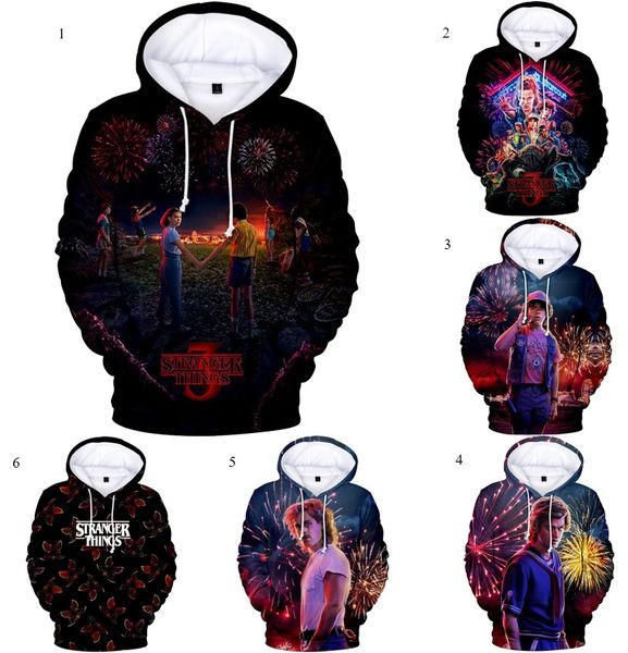 

2019 stranger things cartoon new 3d hoodies sweatshirt women/men hoodie fashion tracksuit casual clothes plus size, Black