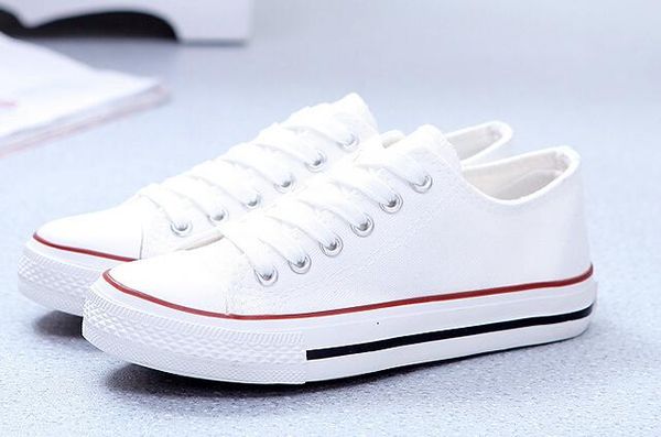 

горячая продажа-size35-45 новый унисекс низкого топ высокого верха взрослых женщин мужская холст обувь 13 цветов зашнуровал повседневная обу, Black