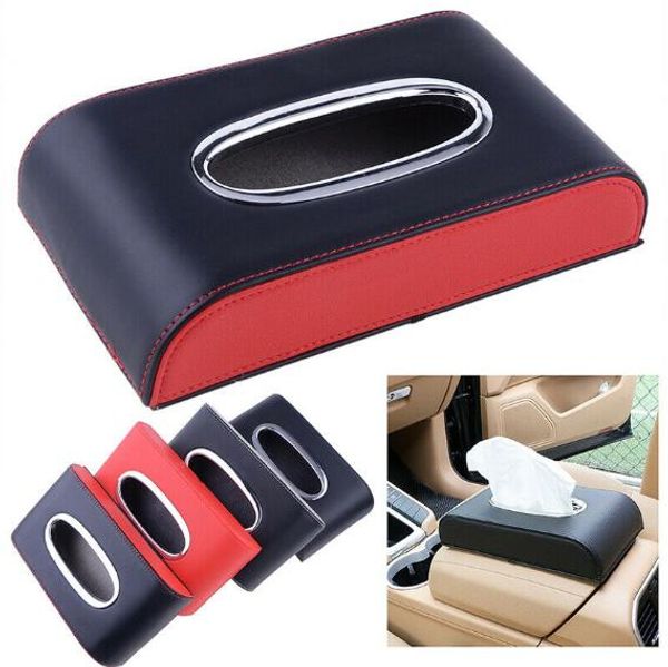 

black red leather tissue box cover pumping paper car home napkin holder case