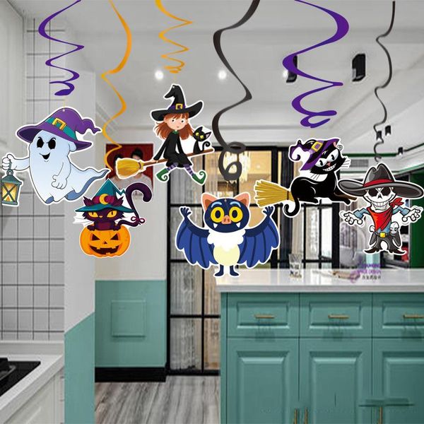 

6pcs/set cartoon halloween decorations pendant pvc spiral pendant party haunted house hanging garland pendant pumpkins an2773
