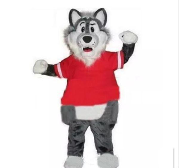 2019 Завод прямых продаж взрослых шерстистого серый волк талисманы Талисман костюмы Бесплатная доставка EMS