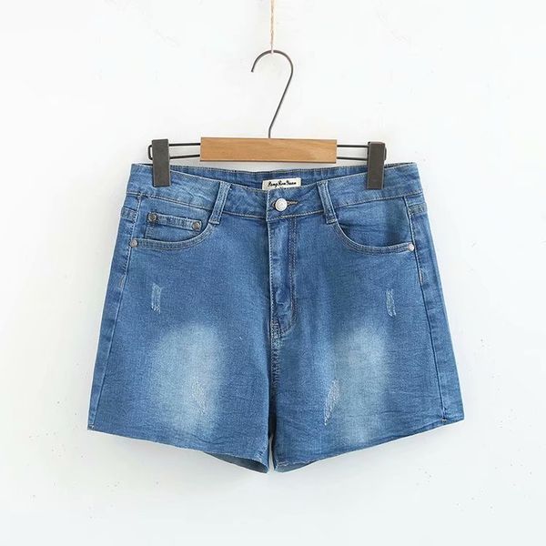 

2019 plus size women wide leg jeans summer clothing fashion casual loose stretch washing denim shorts g6-a10, Blue
