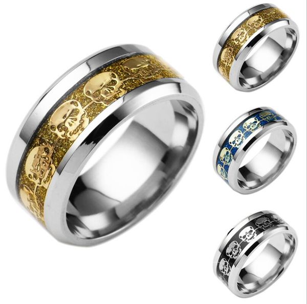 

halloween jewelry stainless steel gothic skull biker band style ring punk windstorm source skeleton ring jewelry, Silver