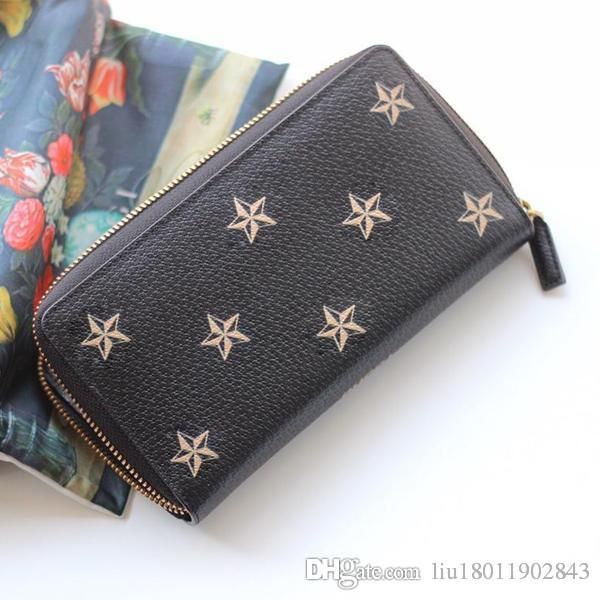 

long bee purse, star design purse, zipper wallet, black leather long purse,ladies 'bags ing, Red;black