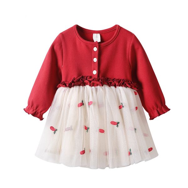 

детская одежда девушки платье весна новый милый платье корейской версии детских повседневные платья поколения жира, Red;yellow