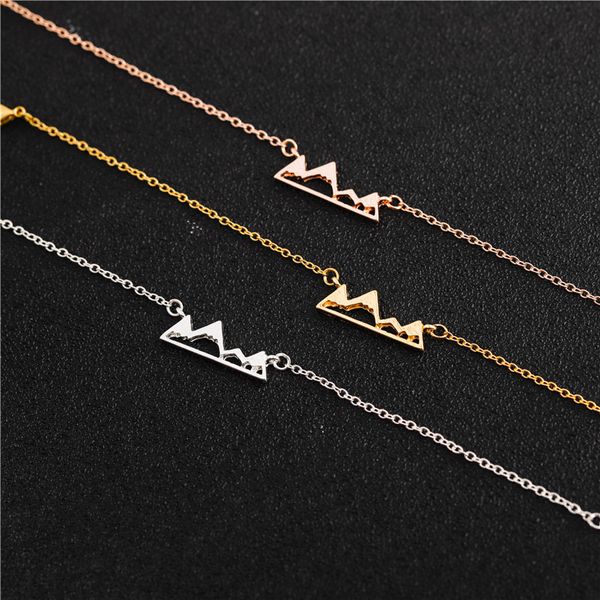 

hill mountain peak charm necklace hollow pendant snow fashion simple outdoor landscape ladies lucky woman mother men's family gifts jew, Silver