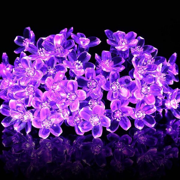 

solar string lights 7 meters 50 led cherry flower waterproof outdoor decoration lighting fariy christmas lights wedding party garden