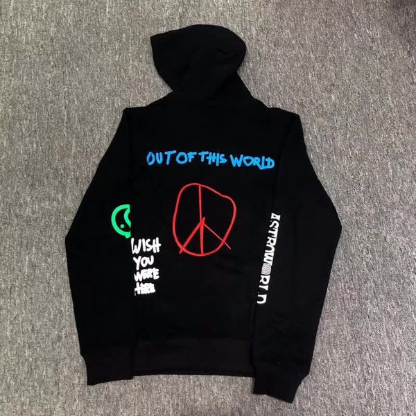 

men hoodies 2019 astroworld sweatshirts better quality cotton astroworld hoodie peace letter embroidery logo pullovers, Black