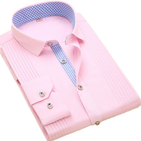 

men's party dress shirts french button men's dress shirts wedding tuxedos long sleeve men black white, White;black