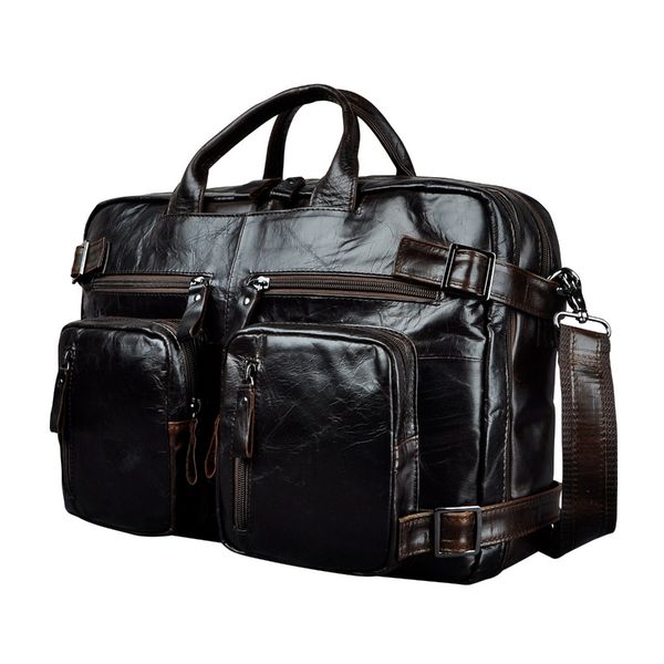 

genuine leather man design multifunction purpose maletas maletin business briefcase 15" lapbag tote portfolio bag k1013