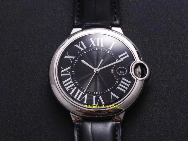 

luxury mens watch v9f version au750 white gold plated 1847 automatic sapphire glass genuine alligator leather strap diameter 42mm, Slivery;brown