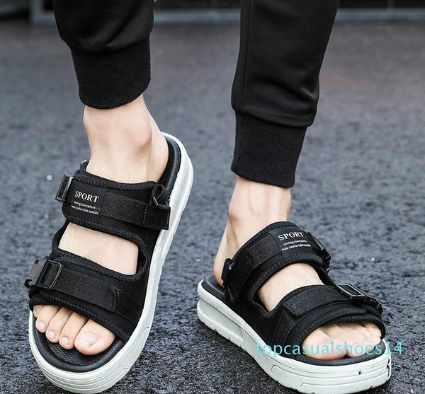 

designer slippers compile slippers summer men shoes flip flops for loose-fitting men beach slippers rubber flip-flops outdoor sandals t14, Black