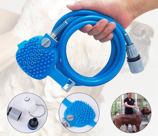 

pet bathing tool silicone comfortable massager shower tool cleaning washing bath sprayers dog brush pet supplies with hose adapt