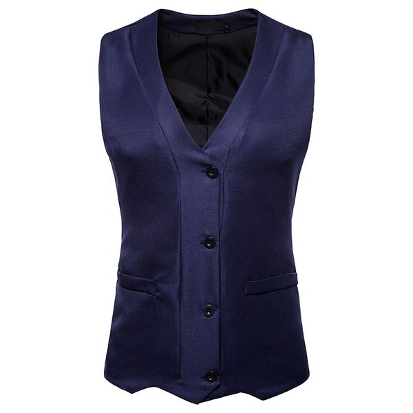 

2018 new fashion v-neck single-breasted design men's suit vest, Black;white