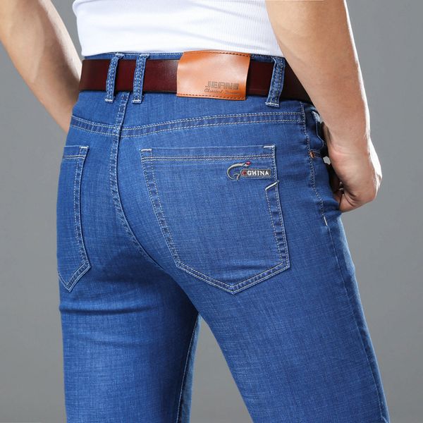

2019 new summer spring jeans men brand denim trousers soft mens pants man fashion big size 42 44 46, Blue