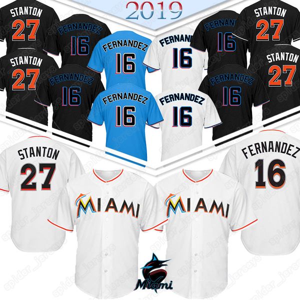 

Miami ba eball jer ey marlin 16 jo e fernandez 22 chri tian yelich ba eball jer ey 2019 new high quality, Blue;black