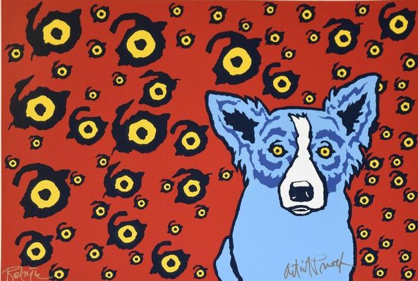 

a147# george rodrigue blue dog i see you you see me home decor handpainted &hd print oil paintings on canvas wall art pictures 200115