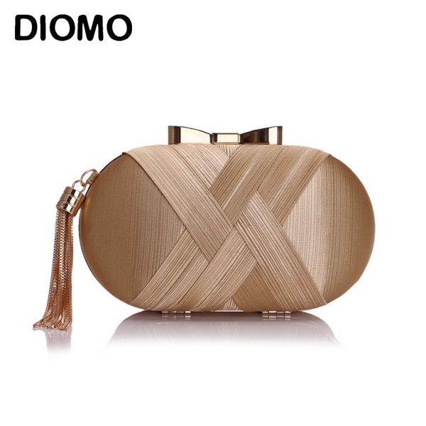 

diomo 2020 new arrival evening bags clutches fashion ladies tassel weave purse wedding party women bags gold black green