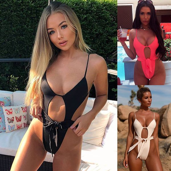 

women's swimwear new european and american swimsuits in 2019 with hollow back straps for ladies'swimsuits, White;black