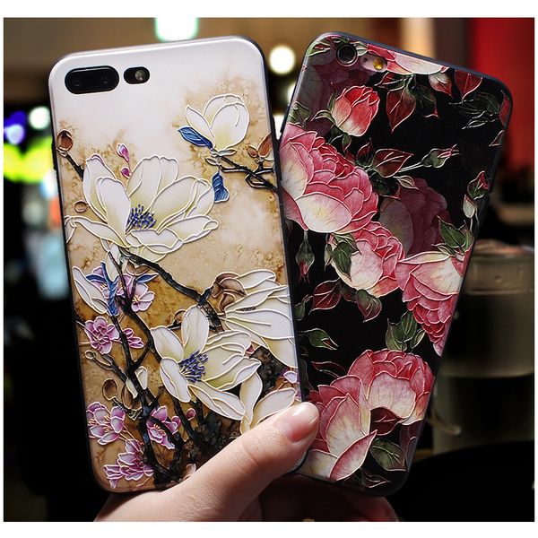 

applicable to iphone huawei samsung silicone shell 3d embossed color drawing flower creative mobile phone shell logo custom