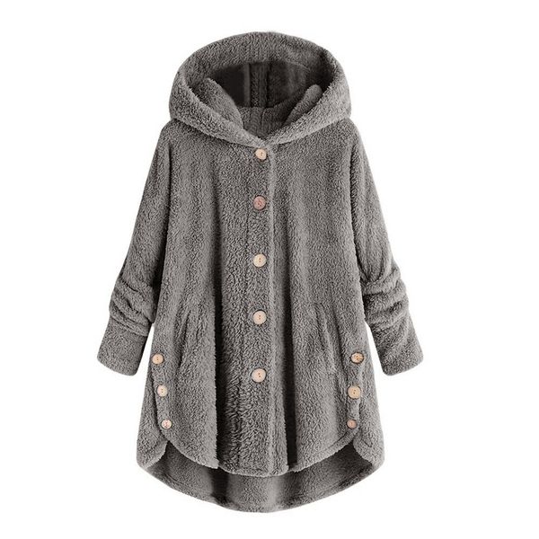 

2019 autumn and winter new fashion fashion women button coat fluffy tail hooded pullover loose sweater blouse a55, Black;brown