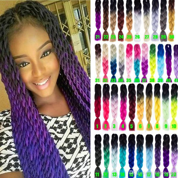 2020 24inch Ombre Synthetic Crochet Hair Extensions Jumbo Braids