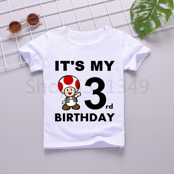 

new kids super mario cute birthday t-shirt for children cartoon funny birthday girls t shirts girl clothes party tees, Blue