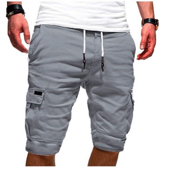 

dihope 2020 summer shorts new men's casual multi-pocket men's five-pants male men solid new brand fashion shorts, White;black