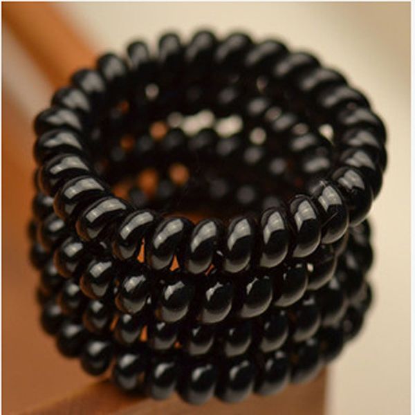 

10pcs women girls telephone wire hair rope black elastic rubber style hair ties rope styling braid accessories hairbands