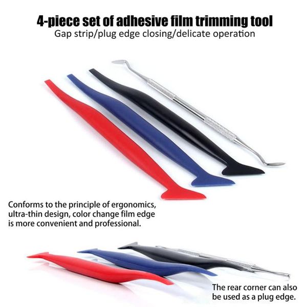 

4 kinds vinyl wrap car tools micro squeegee set different scraper type for window tinting auto tool
