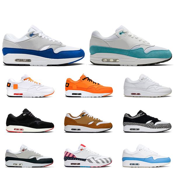 

wholesale men women running shoes 1 anniversary royal patch atomic teal parra bred elephant 87 mens trainers fashion sports sneakers