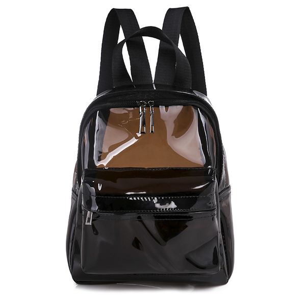 

summer tide pvc waterproof transparent shoulder bag large capacity simple jelly backpack female black