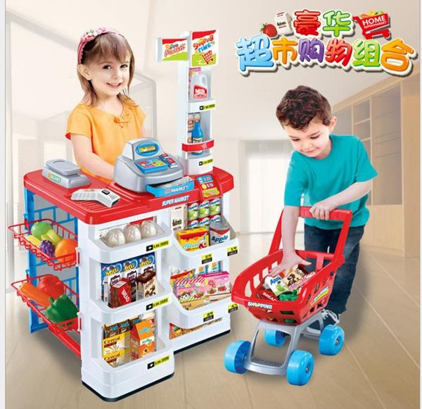 

toys for children kids toys cash register shop trolley cart supermarket checkstand with a shopping cart kitchen pretend play toy