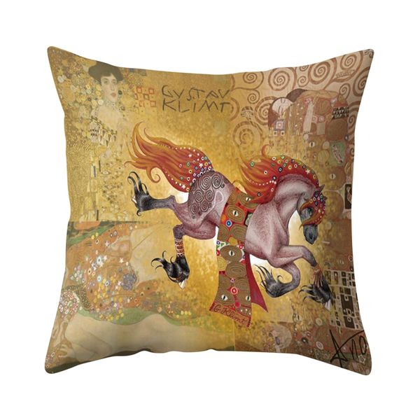 

vintage khaki imagining figure painting pillowcase with invisible zipper home textile pillowcase for living room washable pillow case