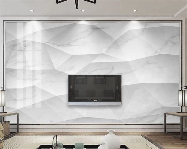 

custom 3d wallpaper mural new modern light luxury geometry jazz white marble living room bedroom background wall wallpaper