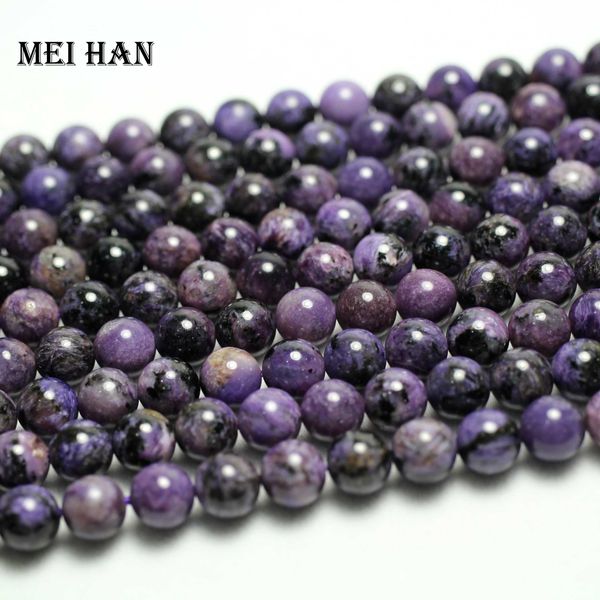 

meihan 8mm natural russian charoite (48beads/set/38g) smooth round loose beads charm gem stone for jewelry diy