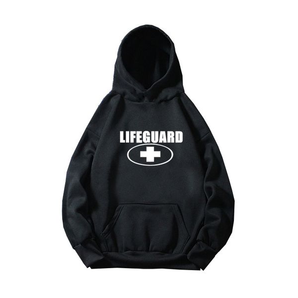 

lifeguard printed men hoodie 2020 autumn casual streetwear men/women skateboard pullover sweatshirts hoodies, Black