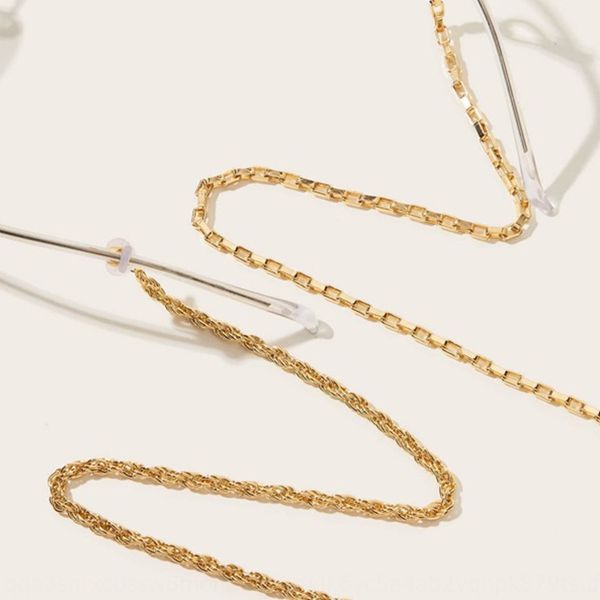 

geometric tassel metal cold accessories glasses accessories ins style temperament flat chain u-shaped glasses chain, Blue