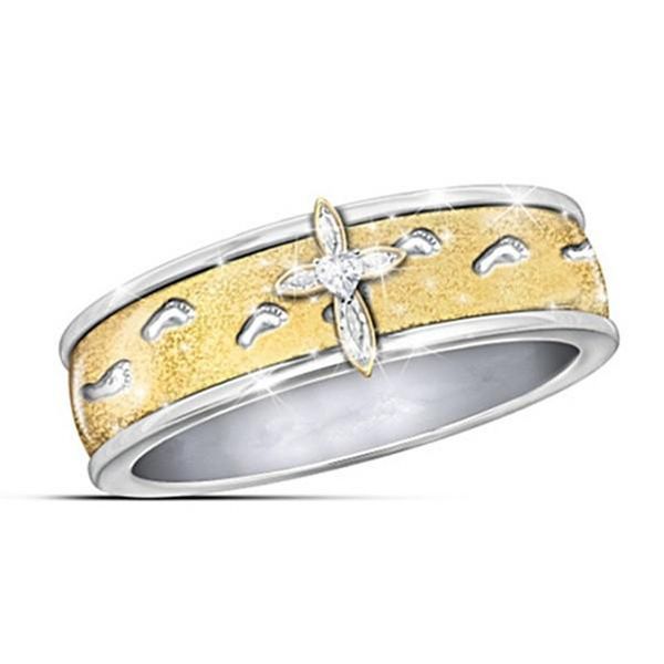 

footprint gold ring contrast color engagement rings for women jewelry women rings christmas gift fashion jewelry 080528, Silver