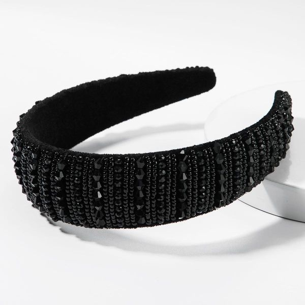 

rhinestone girls black hairbands full diamond headbands for women girls solid color hair hoop women hair accessories, Silver