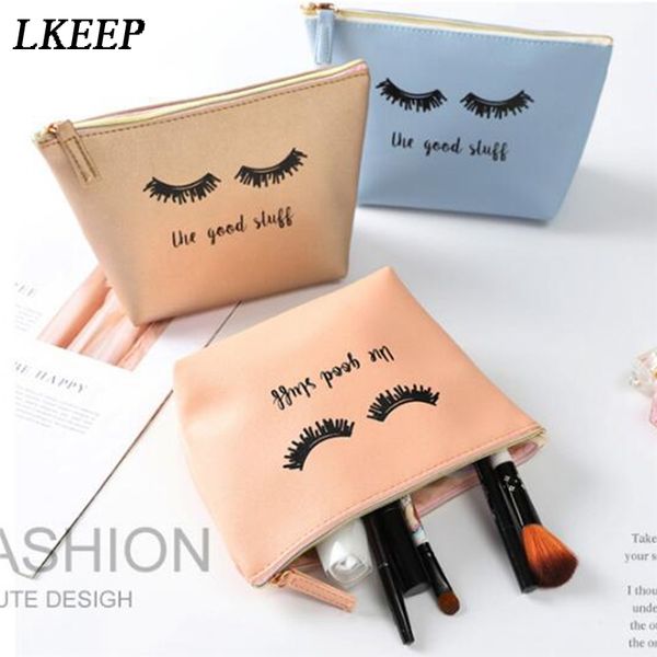 

cartoon lashes print women cosmetic bags waterproof toiletry bag travel organizer necessary wash multifunction zipper makeup bag