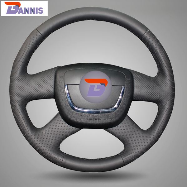 

bannis black leather steering wheel cover for octavia superb 2012 fabia octavia a 5 a5 2012 2013 2009-2013