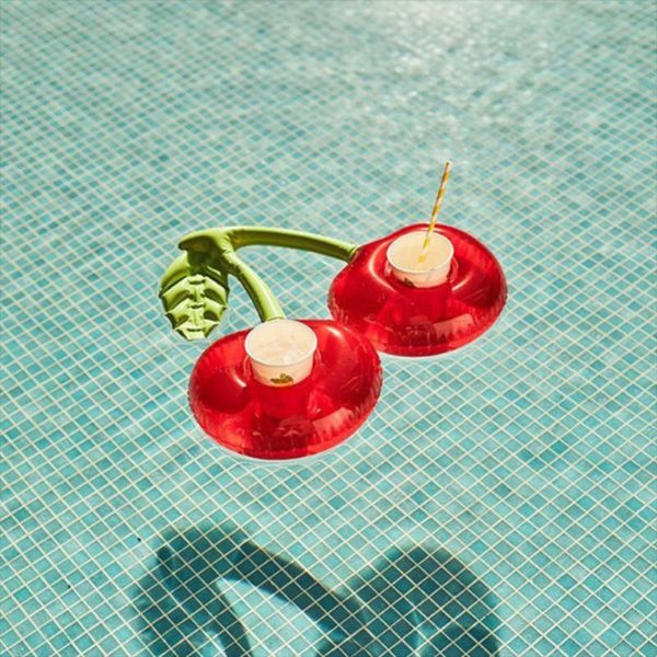 

1pc inflatable cherry crab cup holder pool party float drink holder swimming pool float beer cooler toy floating coasters