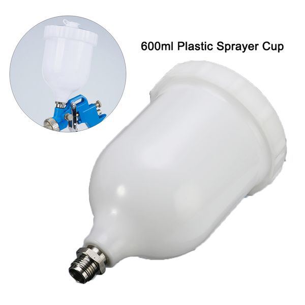 

600ml plastic sprayer cup air gravity feed spray paint pot fastmover thread connector for spray gun tools