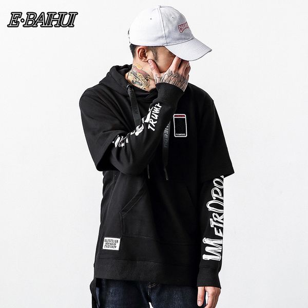 

e-baihui new fashion spring men's hoodies brand hooded sweatshirts male cotton-padded coat plus size xxxl 1803, Black